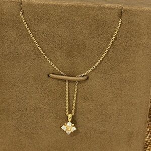 David Yurman Gold and Clear Stone Cluster Necklace